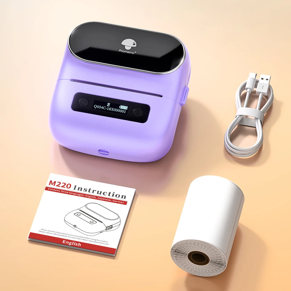 M220 Portable Label Printer Wireless Bluetooth Thermal Label Maker 75Mm Price Label Barcode for Home Office Supermarket
