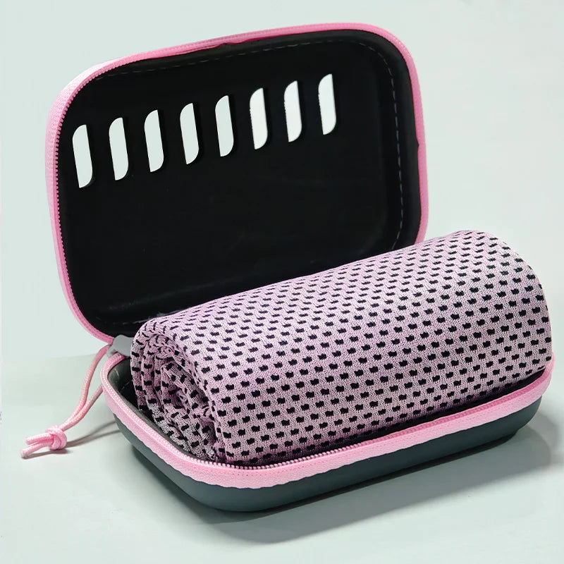 Camping Cooling Towels with EVA Case, Compact & Portable Travel Ice Towel Quick Dry Towels for Sports Gym, Hiking and Yoga