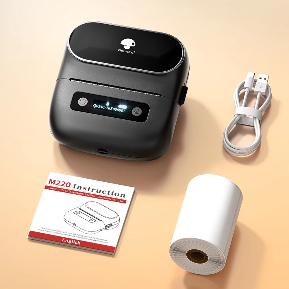 M220 Portable Label Printer Wireless Bluetooth Thermal Label Maker 75Mm Price Label Barcode for Home Office Supermarket