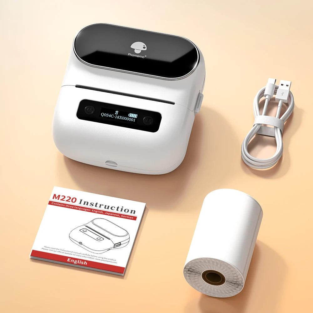 M220 Portable Label Printer Wireless Bluetooth Thermal Label Maker 75Mm Price Label Barcode for Home Office Supermarket