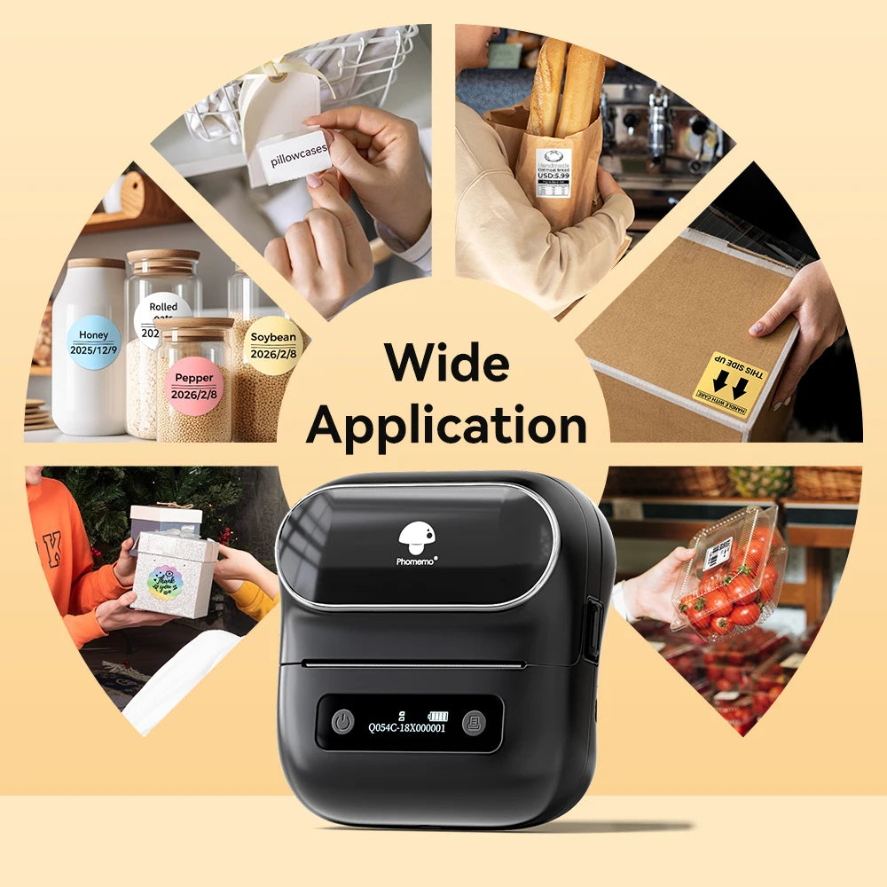 M220 Portable Label Printer Wireless Bluetooth Thermal Label Maker 75Mm Price Label Barcode for Home Office Supermarket