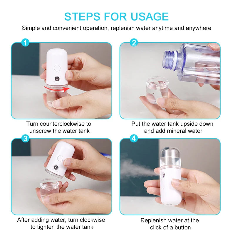 Nano Spray Face Steamer Moisturizing anti Aging Facial Sprayer Beauty Instrument USB Humidifier Nebulizer Beauty Skin Care Tools