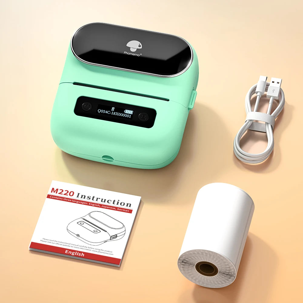 M220 Portable Label Printer Wireless Bluetooth Thermal Label Maker 75Mm Price Label Barcode for Home Office Supermarket