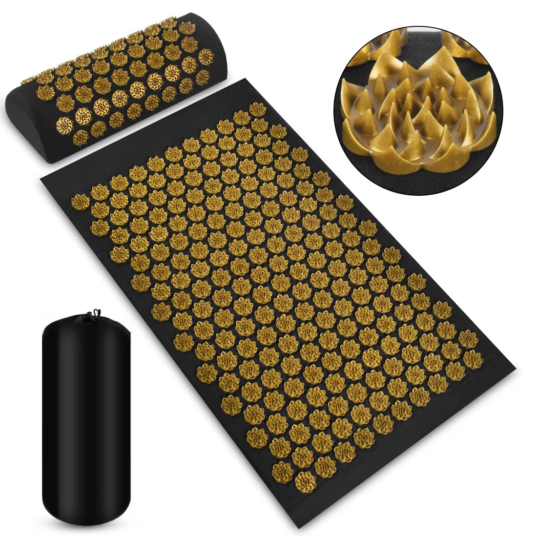 Pranamat Eco Lotus Spike Mat Acupuncture Massage Cushion Kuznetsov'S Applicator for Neck Foot Back Yoga Acupressure Massage Mat