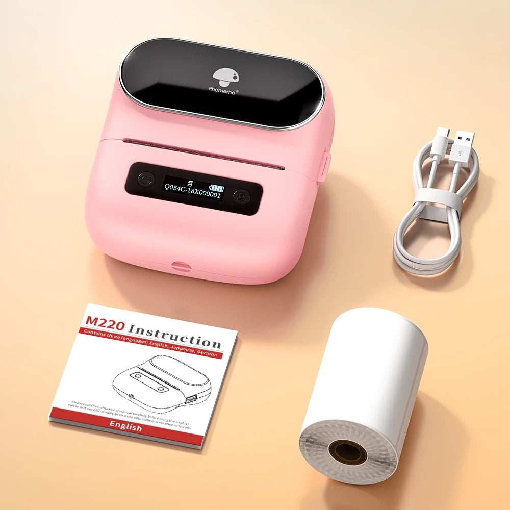 M220 Portable Label Printer Wireless Bluetooth Thermal Label Maker 75Mm Price Label Barcode for Home Office Supermarket