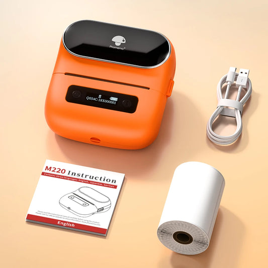 M220 Portable Label Printer Wireless Bluetooth Thermal Label Maker 75Mm Price Label Barcode for Home Office Supermarket